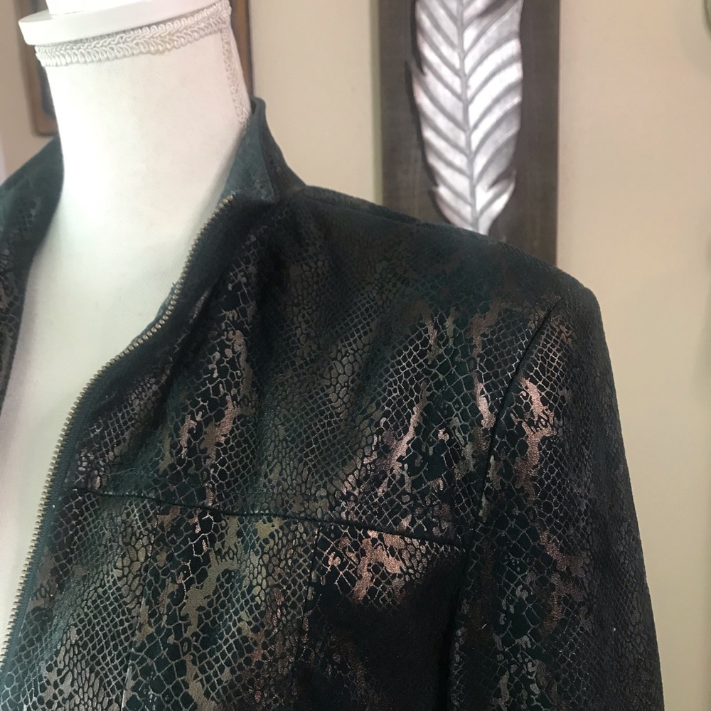 erin london green faux snake skin jacket